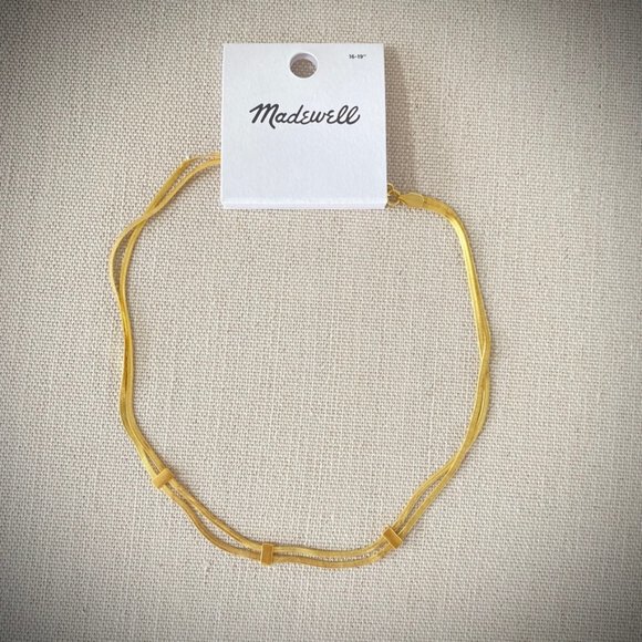 Madewell NWT Double Herringbone Chain Necklace in Antique Gold - Picture 3 of 7